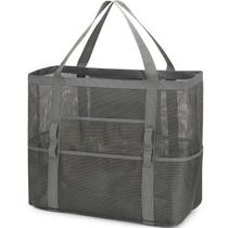 Bolsa de praia Fammart Mesh Large com bolso com zíper 17,9 L - cinza escuro