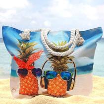 Bolsa de Praia feminina Alça de Corda Modelo Novo Verão de Piscina Grande Resistente com forro inter Bolsa de Praia feminina Alça de Corda Modelo Novo Verão de Piscina Grande Resistente com forro inter