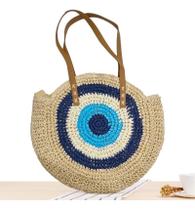 Bolsa de Praia Feminina De Palha Praia Piscina Passeio- Olho Grego Premium - RDM