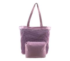 Bolsa de Praia Feminina Emborrachada Rosa com Necessaire Verão Piscina