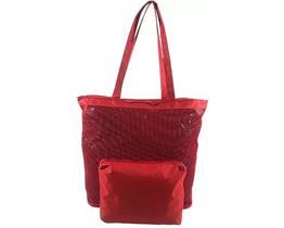 Bolsa de Praia Feminina Emborrachada Vermelha com Necessaire Verão Piscina