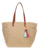 Bolsa De Praia Feminina Ombro Palha Sintética Passeio Piscin