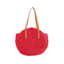 Bolsa De Praia Feminina Tote Em Palha Com Alças De Material Sintético