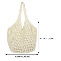 Bolsa De Praia Grande De Crochê Tricotada Em Cor Sólida Para Mulheres, Bolsa De Ombro Woven