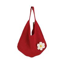 Bolsa De Praia Grande De Palha Estilo Boêmio Com Trama Vazada E Grande Capacidade Tendência Da