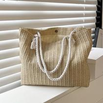 Bolsa De Praia Grande De Palha Raffia Para Mulheres, Bolsa De Ombro Luxuosa Boêmia Para Verão E Bolsa De Praia Grande De Palha Raffia Para Mulheres, Bolsa De Ombro Luxuosa Boêmia Para Verão E