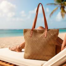 Bolsa de Praia Grande Feminina Com Zíper E Impermeável Bolsa de Praia Grande Feminina Com Zíper E Impermeável