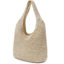 Bolsa de praia Hatisan Straw para mulheres, bolsa de tecido de verão