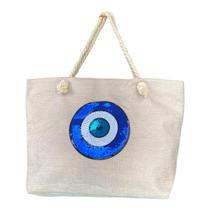 Bolsa de Praia Luxo feminina Olho Grego com zíper e forro Bolsa de Praia Luxo feminina Olho Grego com zíper e forro