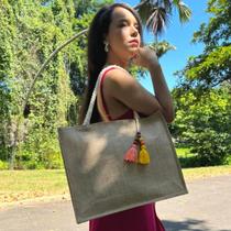 Bolsa De Praia Palha Luxo Feminina Passeio Orla Cachoeira Reforçada