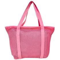 Bolsa De Praia Rosa Claro Tote Bag Tela Mesh Emborrachada Piscina Feminina