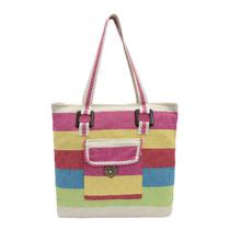 Bolsa de Praia Tecido Sacola Feminina Algodão Artesanal Mao Ombro Lavável Grande