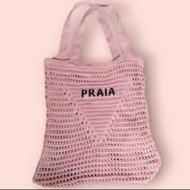 Bolsa de Praia Tricot Bordada Crochê alças resistentes larga