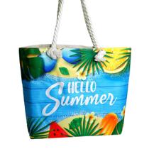 Bolsa de Praia Verão Feminina com Zíper Bolsa em Lona Várias Estampas