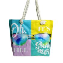 Bolsa de Praia Verão Feminina com Zíper Bolsa em Lona Várias Estampas