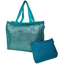 Bolsa De Praia Verde Escura Feminina Com Necessaire Piscina Verão Viagem Brilhante