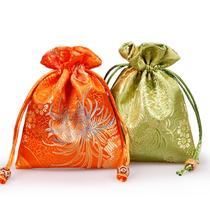 Bolsa de presente com cordão de brocado de crisântemo, 11 x 14 cm, pacote com 2