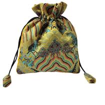 Bolsa de presente em tecido de brocado vintage 15x19cm com cordão