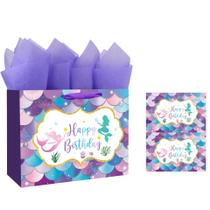 Bolsa de presente Mermaid Theme White Cardboard, pacote com 10 unidades 33x26x13cm Bolsa de presente Mermaid Theme White Cardboard, pacote com 10 unidades 33x26x13cm