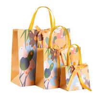 Bolsa de presente, papel cartolina, estilo minimalista com laço, 3 peças