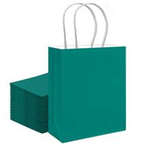 Bolsa de presente qiqee Medium Deep Green 30 unidades com alças 28x13x20cm