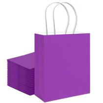 Bolsa de presente qiqee tamanho médio 30 peças violeta com alças 28x13x21cm
