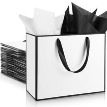 Bolsa de presente ReliThick Metallic Paper 30x25x10cm, pacote com 12 unidades, branco/preto Bolsa de presente ReliThick Metallic Paper 30x25x10cm, pacote com 12 unidades, branco/preto