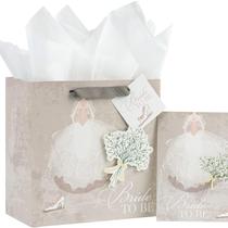 Bolsa de presente, vestido de noiva, cartão branco, sacola de transporte, pacote com 10