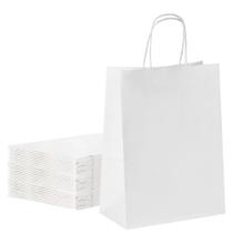 Bolsa de presente YEEHAW, papel kraft branco médio, 50 unidades com alças Bolsa de presente YEEHAW, papel kraft branco médio, 50 unidades com alças