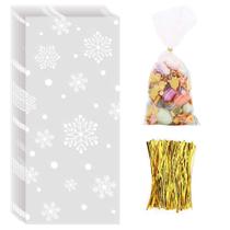 Bolsa de presentes CCINEE Snowflake Christmas Celofane 120 unidades com gravatas