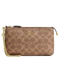 Bolsa de Pulso Coach Grande em Couro Crossgrain com Alça de Corrente Bolsa de Pulso Coach Grande em Couro Crossgrain com Alça de Corrente
