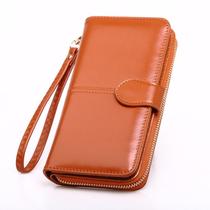 Bolsa de pulso feminina de couro PU marrom com zíper Bolsa de pulso feminina de couro PU marrom com zíper