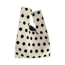 Bolsa De Pulso Mini Feminina De Tricô Artesanal, Estilo Casual Coreano, Sacola De Compras
