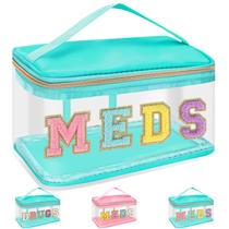 Bolsa de remédios izuzta Chenille Letter Clear MEDS Green