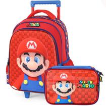 Bolsa de Rodinhas c/ Estojo Box Escolar Super Mário