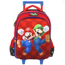 Bolsa de Rodinhas Escolar Passeio Infantil Super Mário 20L