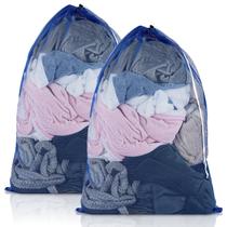 Bolsa de roupa suja de malha PEASUG 23x34 polegadas Heavy Duty, pacote com 2 unidades, azul