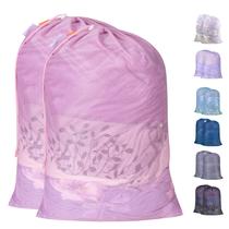 Bolsa de roupa suja Polecasa Heavy Duty Large Mesh 24x36 polegadas, pacote com 2 unidades, rosa
