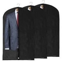 Bolsa de roupas HANGERWORLD 40 para armazenamento no armário (pacote com 3, preta)