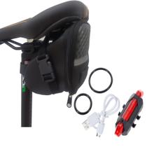 Bolsa de Selim para bicicleta com Lanterna de Segurança Traseira kit