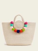Bolsa de Tecido com Pompons Coloridos - G&T Moda