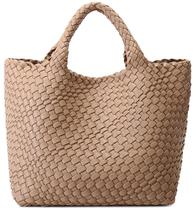 Bolsa de tecido Queenoris Vegan Leather Tote Apricot para mulheres