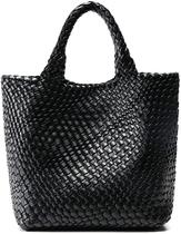 Bolsa de tecido Queenoris Vegan Leather Tote preta para mulheres