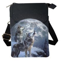 Bolsa de telefone crossbody Xpyiqun Wolf Moon Canvas para mulheres