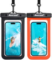 Bolsa de telefone impermeável Hiearcool para iPhone preta e laranja, pacote com 2 unidades