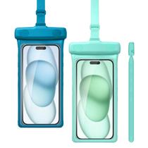 Bolsa de telefone impermeável wellhouse IPX8 7", pacote com 2, azul, verde