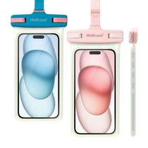 Bolsa de telefone impermeável wellhouse IPX8 7", pacote com 2 unidades, azul e rosa