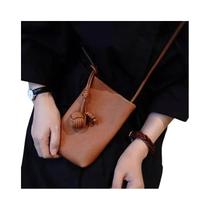 Bolsa De Telefone Mini Transversal Fofa Em Couro Macio Com Pingente Artístico Em Forma De Bola