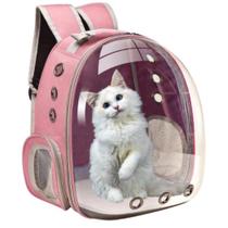 Bolsa de transporte cães e gatos Visão panorâmica rosa.