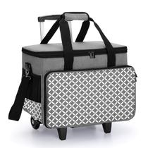 Bolsa de Transporte com Rodinhas para Máquina de Costura Yarwo Cinza com Estampa Quadriculada Bolsa de Transporte com Rodinhas para Máquina de Costura Yarwo Cinza com Estampa Quadriculada